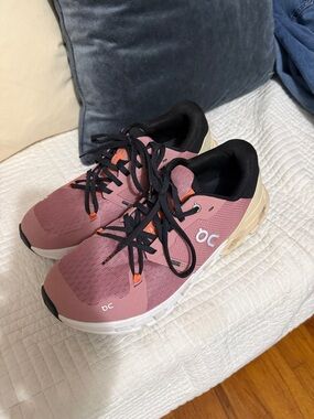Pink On Cloud Athletic Sneakers with Black Accents